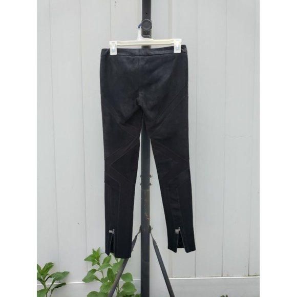 Haute Hippie Black Suede Leather Front Ponte Back High Waist Ankle Zip XS - Picture 5 of 13